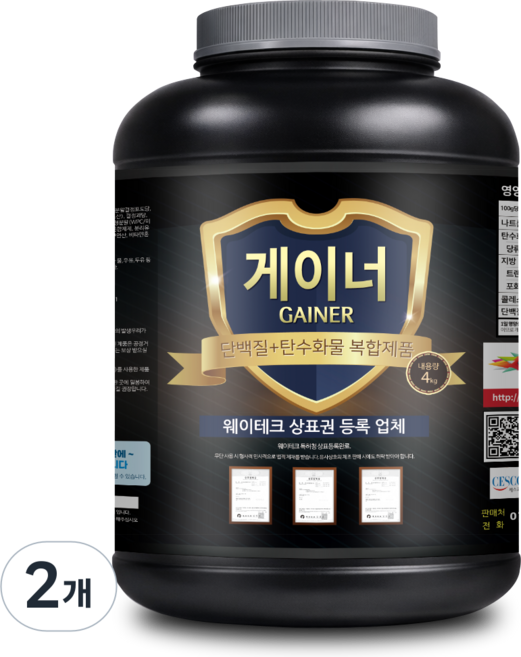 웨이테크 게이너 단백질 복합형 벌크업 헬스보충제, 4kg, 2개