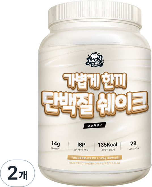 자니웨이 가볍게한끼 식사대용 단백질 쉐이크 곡물 미숫가루맛, 2개, 1kg