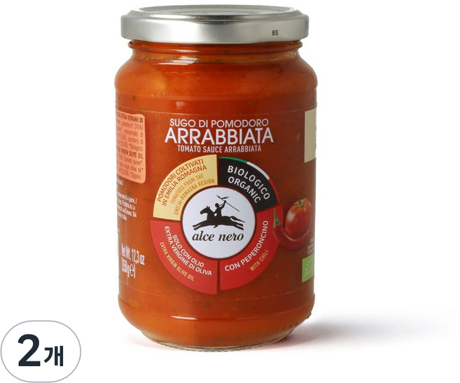 알치네로 유기농 아라비아따 스파이시 파스타 소스, 350g, 2개