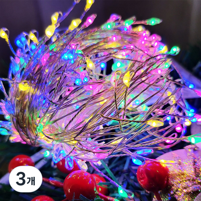 아리조명 LED 미리내 와이어 지네 전구 크리스마스 장식 줄 조명 6M 15M, 4색칼라, 3개, 리모컨 USB 300구 (14M+연장1M)