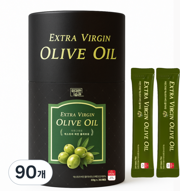 위대한습관 최저산도0.1 유기농 엑스트라버진 올리브오일 스틱, 10g, 90개