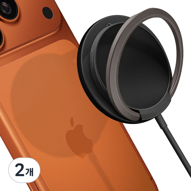 서포트링 거치형 C타입 맥세이프 무선 충전기, 2개, 블랙