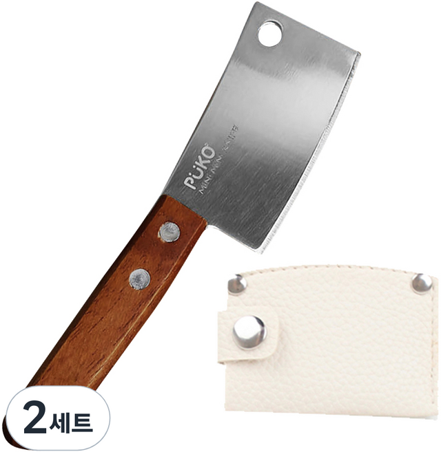 허니잼 미니 도끼칼 + 전용칼집 세트 캠핑 디저트 나이프 빵칼 파우치 식도 식칼 집들이선물, 2세트, 도끼칼+아이보리