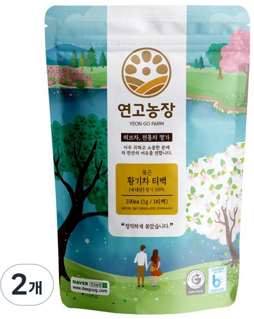 연고농장 볶은 황기차 삼각티백, 1g, 100개입, 2개