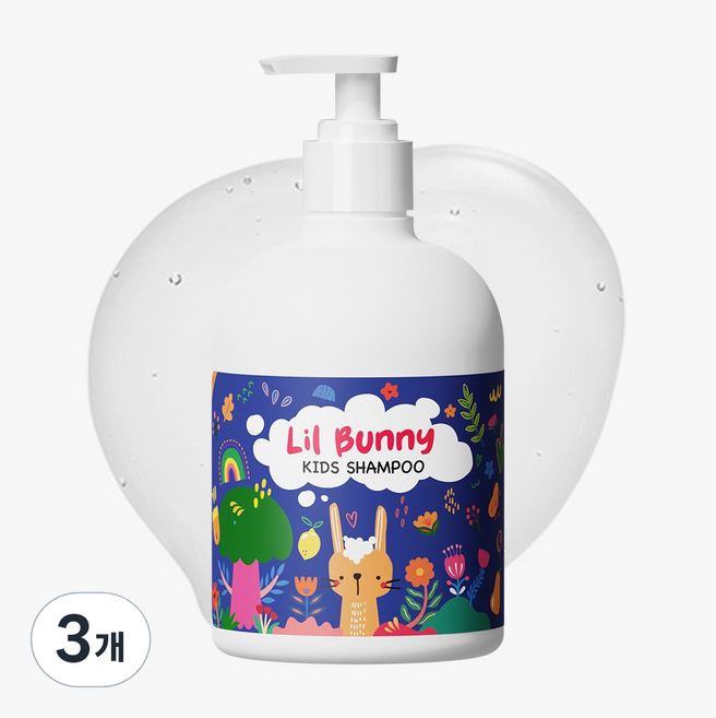 와프랩 릴 바니 키즈 샴푸, 3개, 500ml