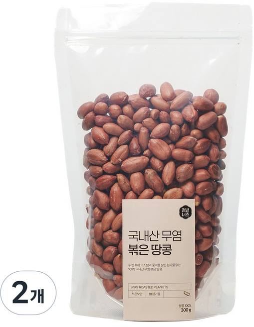 청년너츠 국내산 무염 볶은 땅콩, 2개, 300g