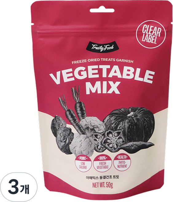 트러스티푸드 강아지 동결건조 야채 간식, 야채믹스, 50g, 3개