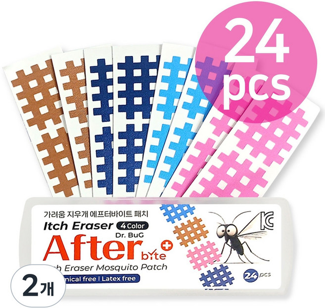 애프터 바이트 가려움 지우개 모기패치 24P, 2개, 4 COLOR 24P