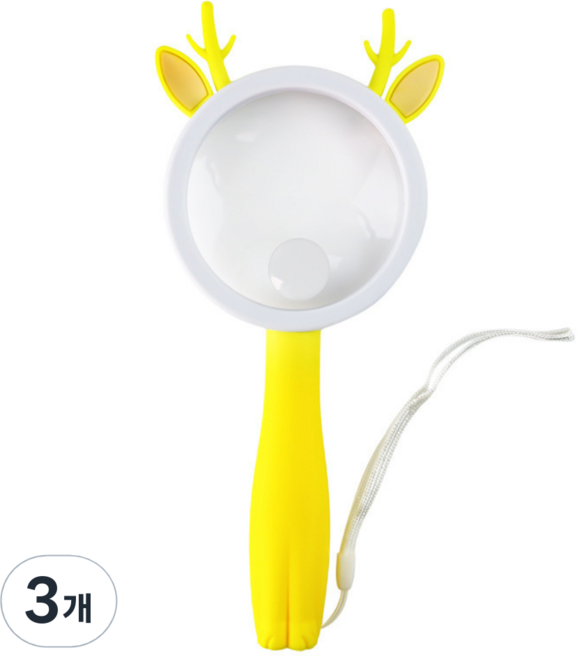 멜팅마켓 휴대용 손잡이형 돋보기, 옐로우, 3개