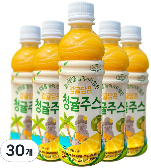 어니스틴 감귤 담은 청귤 주스 제주산 NFC주스 감귤 주스 학교 간식 교회 간식 어린이 주스 어린이집 간식, 30개, 340ml