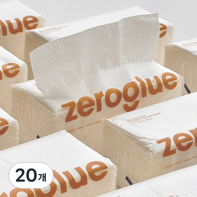 제로글루 천연펄프 뽑아쓰는 키친타올, 20개, 100매