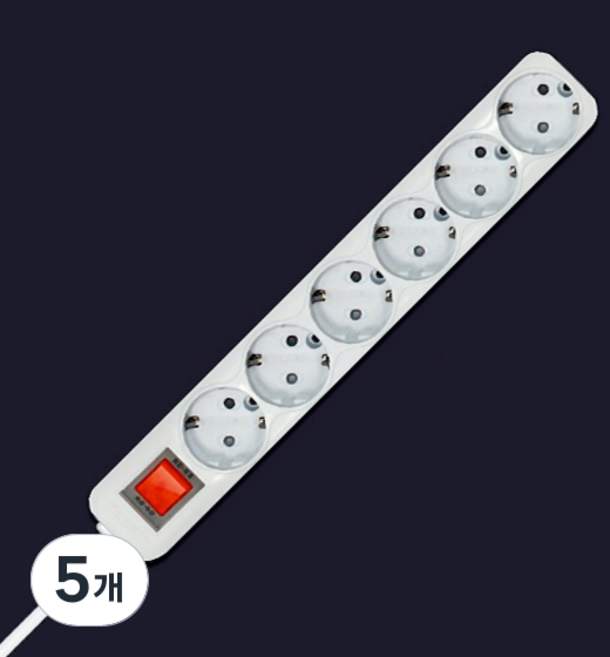 현대일렉트릭 이동식 멀티콘센트 멀티탭모음 6구 1.5m 3m 5m 멀티탭 전선형, 화이트, 5개