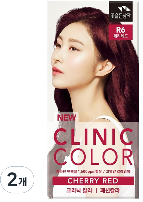 꽃을든남자 크리닉 칼라 염색약, R6 체리레드, 2개