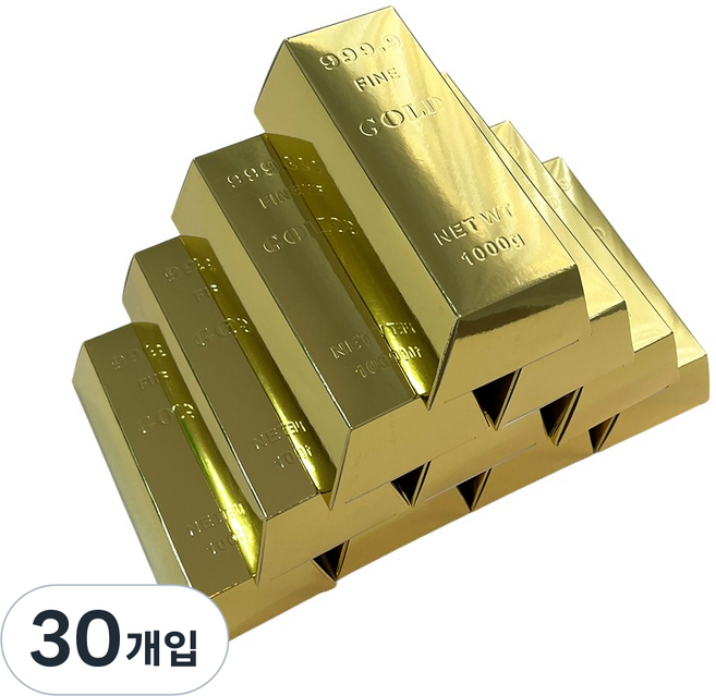 JL매직 골드바 인테리어소품 촬영소품 모형 가짜금괴 금전운 재물운 선물박스 구디백 DIY 10개입, 30개입