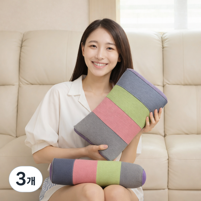 스칸디네이처 피그먼트 메밀베개 + 편백나무큐브, 3개, 오방색