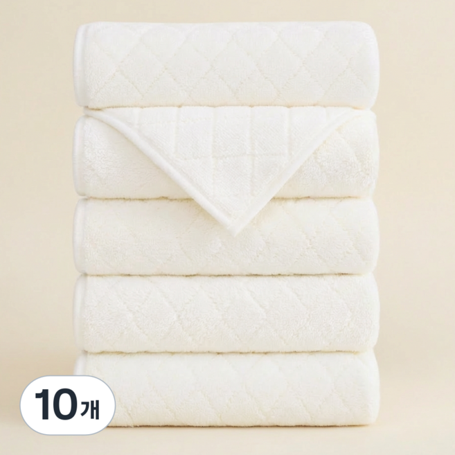 Ahomeone 고급 수건 도톰 부드러운 먼지없는 호텔수건, 화이트, 10개