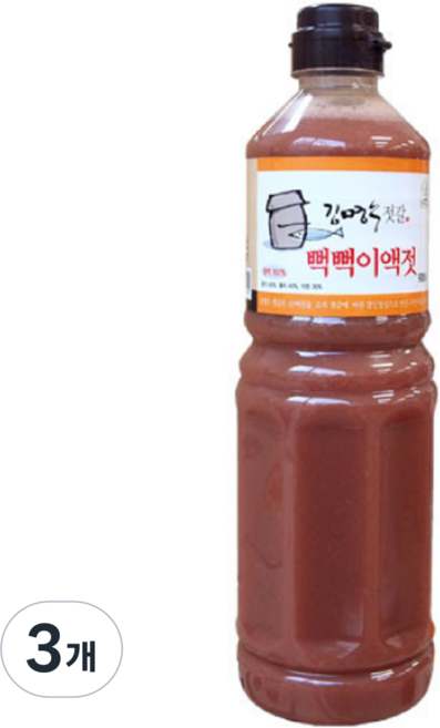 김명수젓갈 명인 3년 숙성 프리미엄 뻑뻑이액젓, 3개, 900ml