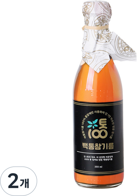 100% 통참깨 저온압착 백통참기름, 2개, 350ml