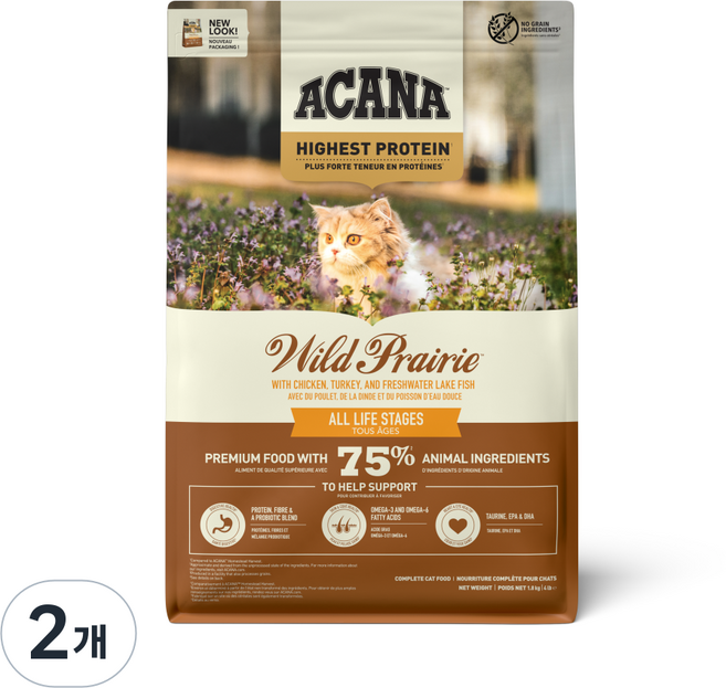 아카나 와일드프레이리 캣, 닭, 1.8kg, 2개