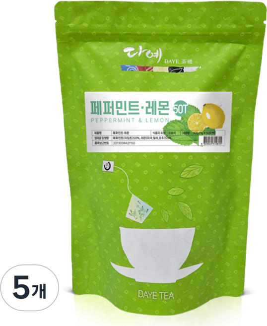 [본사직영] 다예 맛있는 페퍼민트 레몬차 생분해 삼각티백, 5개, 50개입, 1g