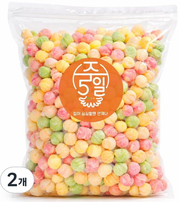 [주5일] 형형색색 새콤한맛이 일품인 A급 앵두콘 지퍼백포장 칼라콘, 2개, 230g