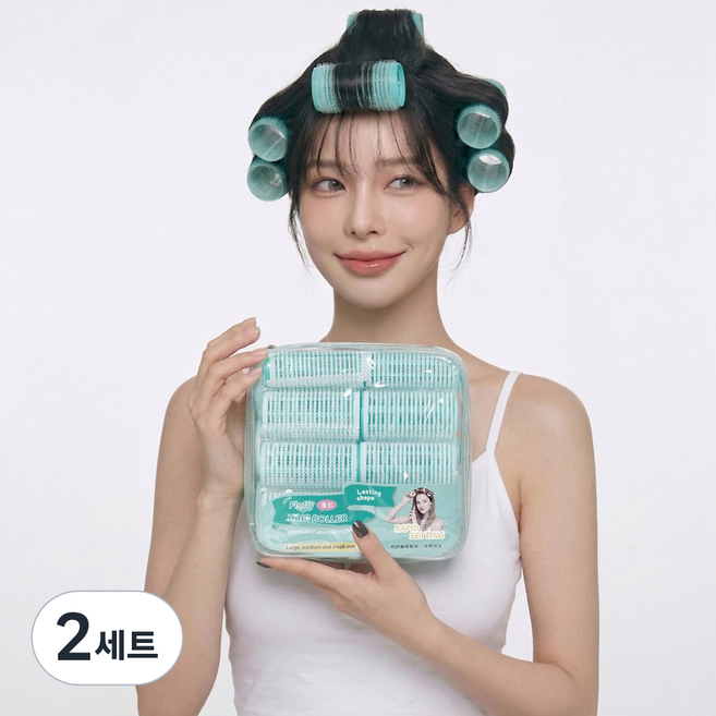 홀리크 핏앤픽 앞머리 볼륨 벨크로 대형 중형 소형 헤어롤 8종 세트, 2세트, 민트 그린