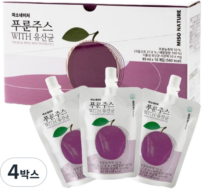 푸룬주스 With 유산균, 800ml, 4박스