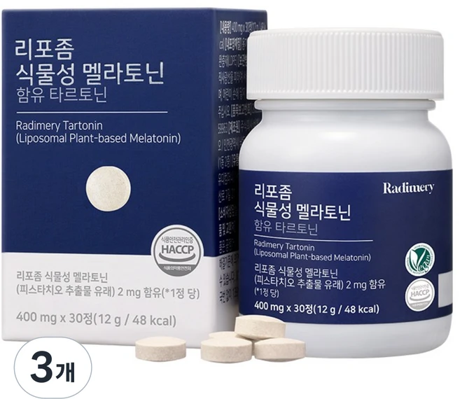 라디메리 리포좀 식물성 멜라토닌 2mg 식약청인증, 3개, 30정 - 쿠팡