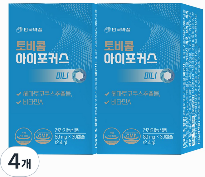 토비콤 안국약품 아이포커스 미니 헤마토코쿠스 추출물 비타민 A 2.4g, 4개, 30정