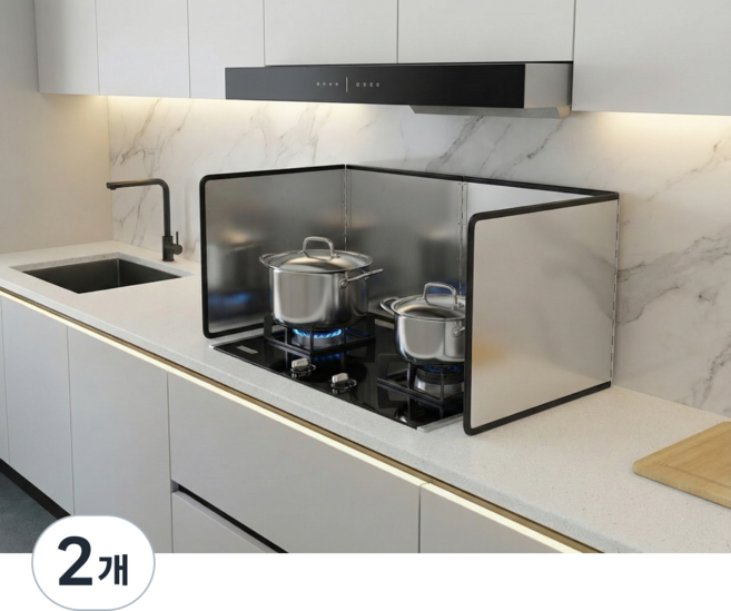 하우스팡 스텐 304 인덕션 가스레인지 기름튐 방지 가림막, 2개