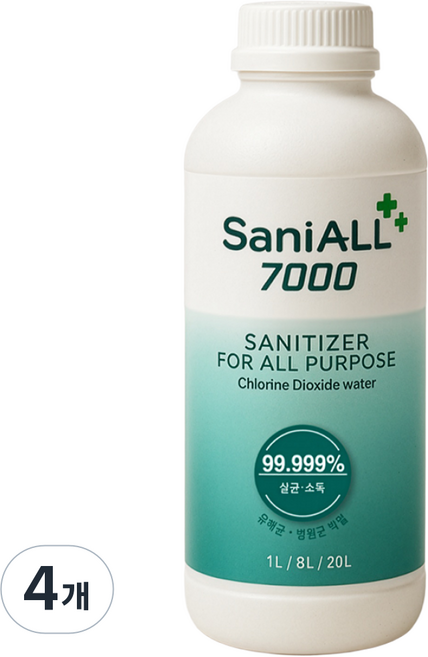 쎄니올7000 식품용 살균소독제 고농축 이산화염소수 7000PPM 원액 1리터, 4개, 1L
