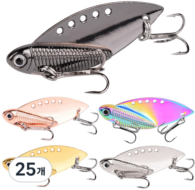 Hqzoomee메탈지그 농어 미니 메탈바이브 삼치 루어미끼 세트, 25개, 20g, 믹스 컬러의