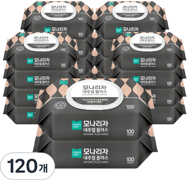 모나리자 내추럴 플러스 물티슈 캡형, 192g, 100매입, 120개