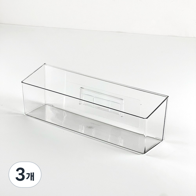 이지유 무타공 벽부착 약정리함 1칸 롱 와이드 투명 접착식 다용도 수납 보관함 화장대 냉장고, 투명색, 3개