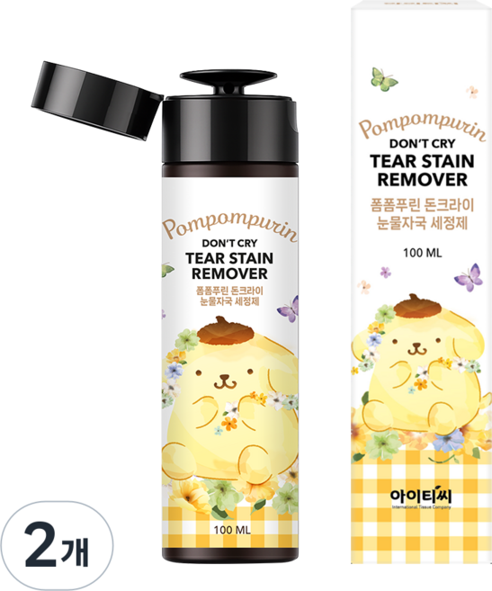 폼폼푸린 돈크라이 강아지 눈물자국 세정제 비건인증 코스맥스제조, 2개, 100ml