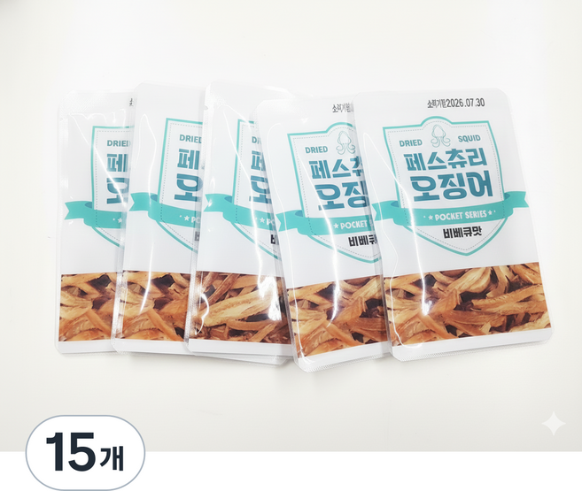 이케이 포켓용 바베큐 페스츄리 오징어, 20g, 15개