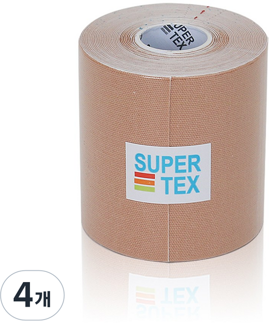 슈퍼텍스 키네시올로지 스포츠테이프 테이핑 나사라테이프 7.5cm x 5m, 4개