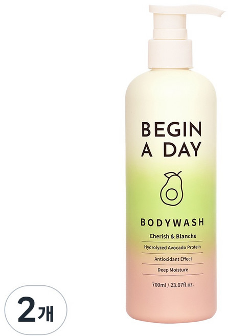비긴어데이 아보카도 단백질 바디워시, 2개, 700ml