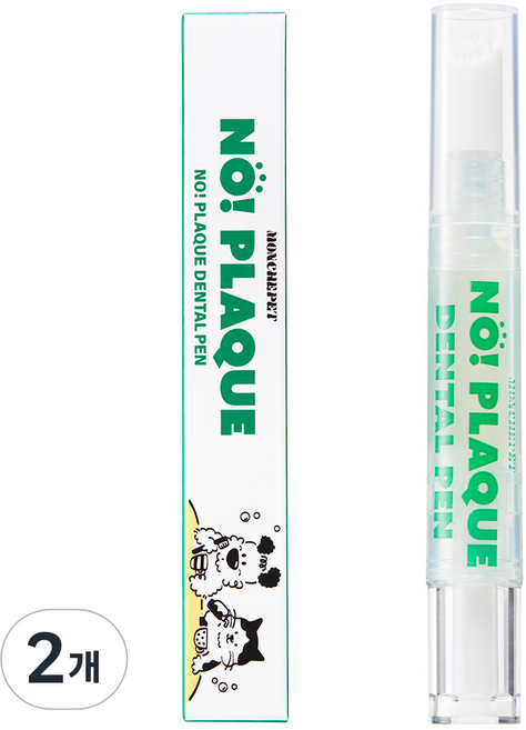 (사선형)몽세펫 프리미엄 양치펜 칫솔 치석/입냄새제거 치약/강아지 고양이 겸용, 2개, 5g