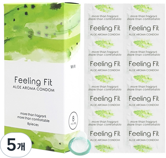 한국라텍스 필링핏 알로에 아로마 8P 초박형 콘돔 탁월한 밀착감 풍부한 윤활효과, 5개, 8개입