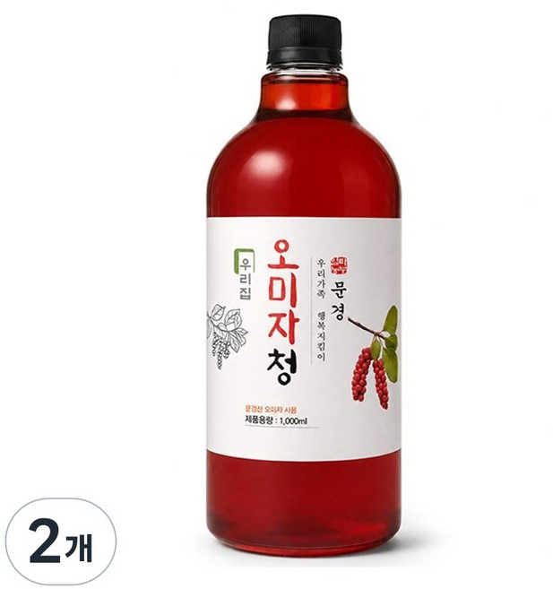 문경 오미자청 오미자원액 오미자차 오미자엑기스, 1L, 1개입, 2개
