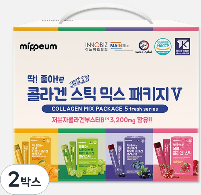 DDAKJOA 콜라겐 젤리스틱 믹스패키지 시즌5 (망고 샤인머스캣 블루베리 석류), 1.2kg, 2박스