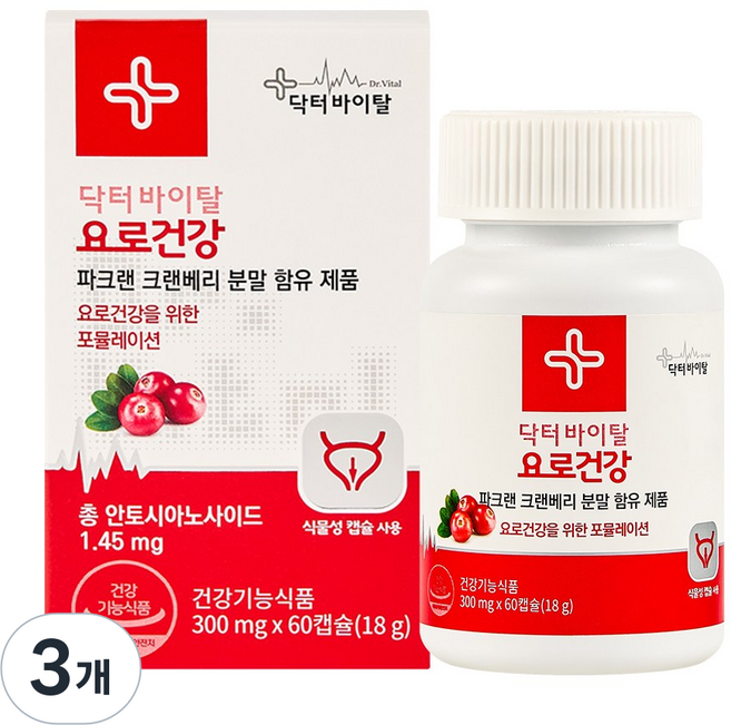 닥터바이탈 요로건강 크랜베리 방광영양제 18g, 60정, 3개