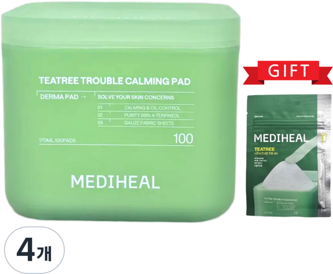 2세대 메디힐 더마 티트리 트러블진정 패드 / 티트리패드10매 추가 증정, 100매입, 4개
