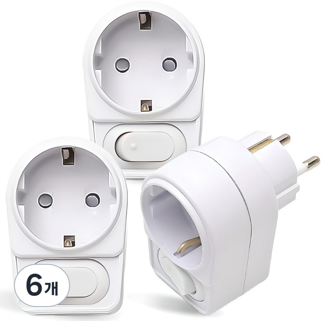 절전형 LED L자 멀티탭 1구 어댑터, 6개, 5cm