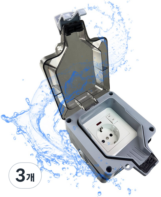 <한정판매>다용도 야외 캠핑 방수 방진 스위치 노출 콘센트 오픈, 3개, 5. 방수 커버형 1구 노출콘센트, 블랙, 110mm