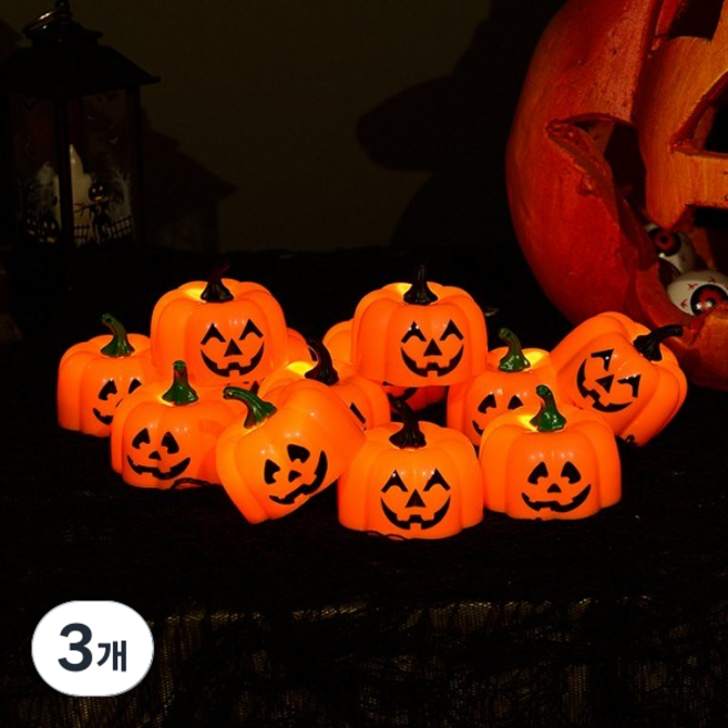 하하홈파티 할로윈 LED 호박 티라이트, 3개