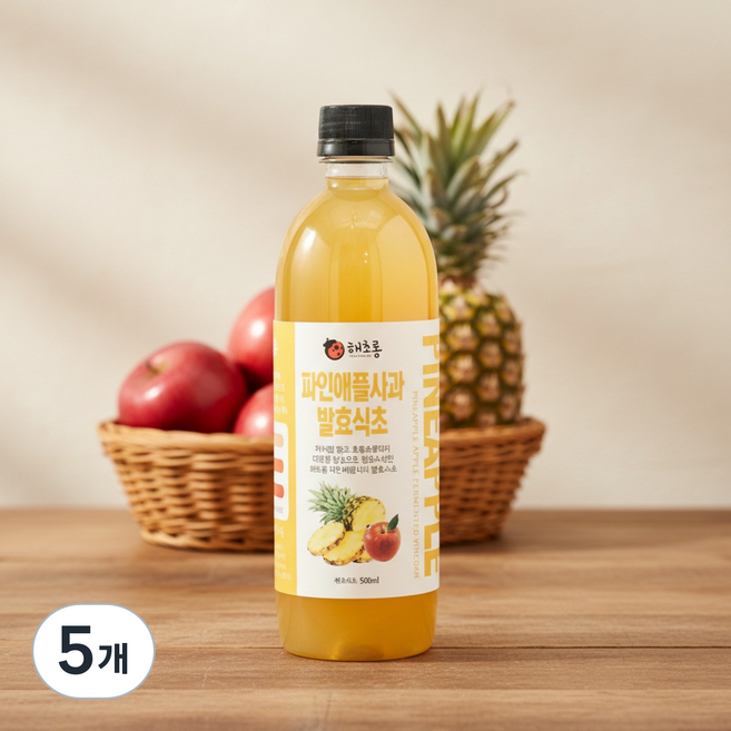 해초롱 파인애플사과 천연발효 식초 500ml, 5개