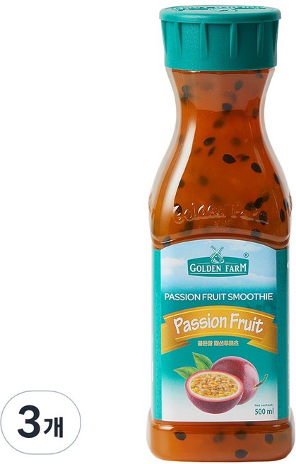 골든팜 패션프루츠 과일청, 3개, 500ml