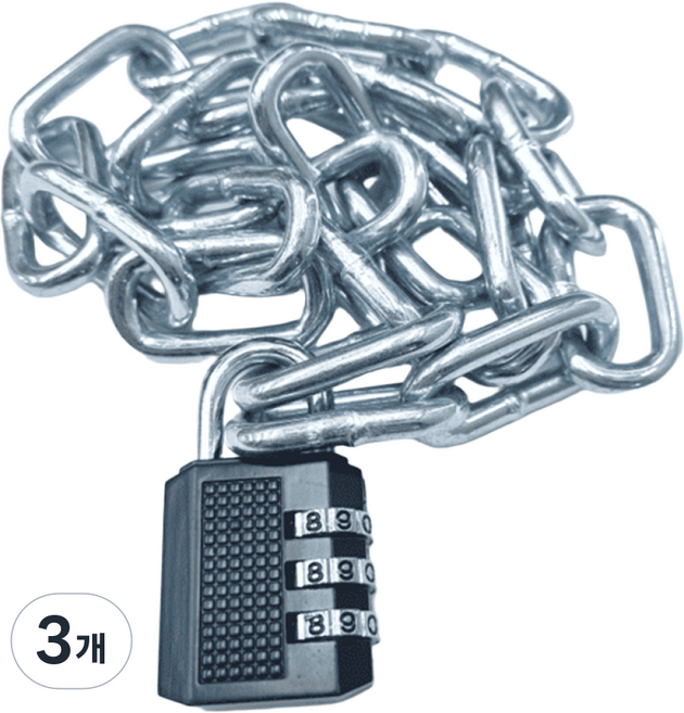 제이제이펫 체인 자물쇠 자전거 오토바이 쇠사슬 잠금장치 73cm, 3개, 실버